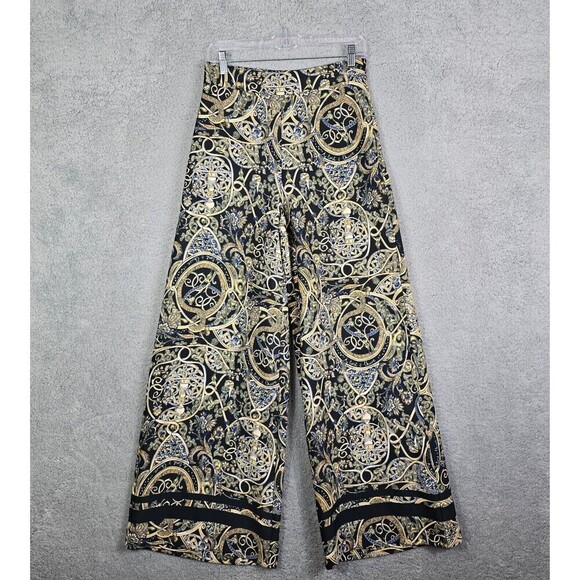 H&M Wide Leg Palazzo Pants Trousers Sz 6 ‎ Mom Equestrian Geometric Maximalism - Picture 2 of 9